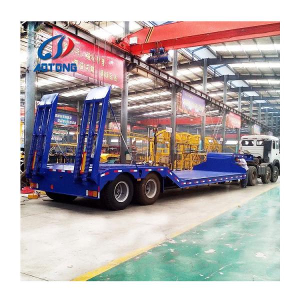 Buy Aotong 50 tons 3 axles low boy heavy cargo/equipment transport semi trailer and durable at wholesale prices