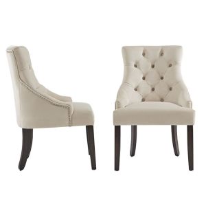 Quality Modern Leather Tufted H89cm White High Back Dining Chairs for sale