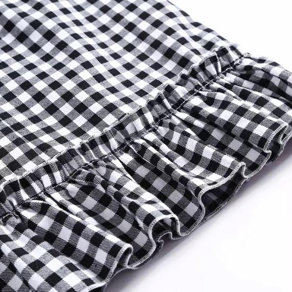 200gsm Density Customizable Black And White Plaid Fabric Twill Cloth For Lady Dress RZ18042