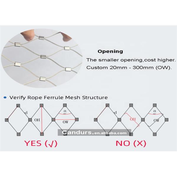 1.5mm Cable Diameter SS316 Ferrule Type Wire Rope Mesh For Stairs Protection