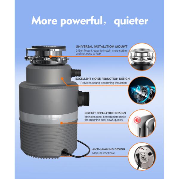 OEM 1.2Hp Grind Household Kitchen Processor Crushing Food Waste Shredder Machine Sink Garbage Disposal