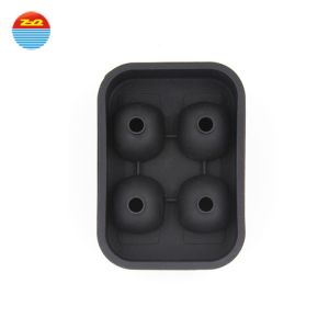 Black Color Silicone Ice Cube Tray With Lid , Refrigerator Round Silicone Ice