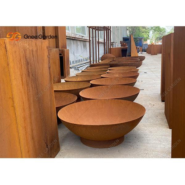 Weathering Corten Steel Metal Patio Column Fire Pit Carbon Steel Half Ball Sphere Firepit