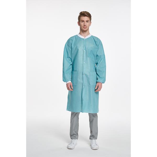 Disposable Lab Coat Nonwoven Lab Jackets with Knitted Collar and Cuff Lab uniform