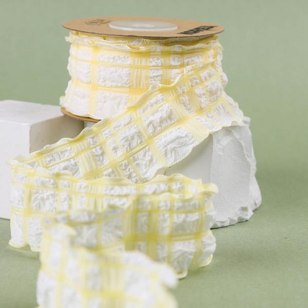 Korea Lattice Blue And White Gingham Ribbon 38mm Polyester Pink Tartan Ribbon