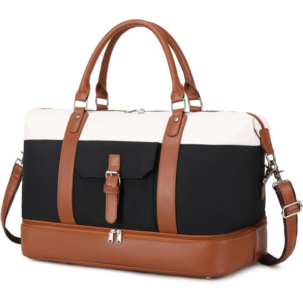 Cavas Weekender Carry on Duffel Travel Bag with Leather Shoes Compartment for Men