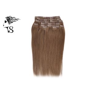 Quality Silky Straight Mongolian Clip In Extensions Human Hair Light Brown No Shedding for sale
