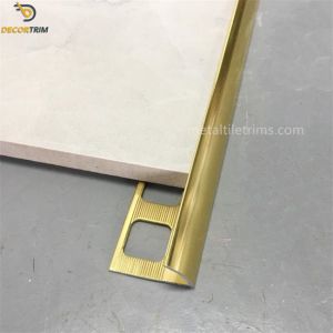11mm Shiny Gold Metal Tile Trims Round Edge For Decoration Protection