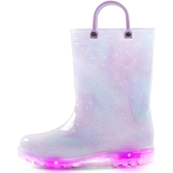 Functional Pvc Light Up Kids Rain Boots With Handles OEM Logo Size