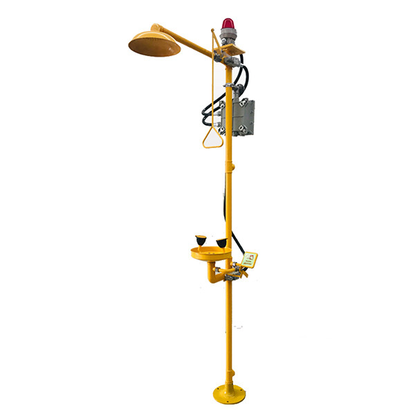 Buy Yellow 304 Stainless Steel Emergency Shower And Eyewash With Sound And Light Alarm at wholesale prices