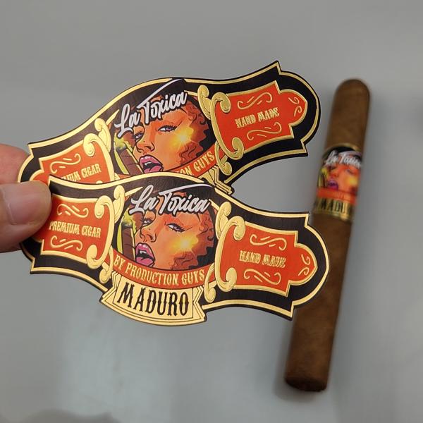 2025 Hot Sale Waterproof High Quality Custom Cigar Label Gold Foil Printing with Private Logo & Brands Embossed Printing Quick Sticker