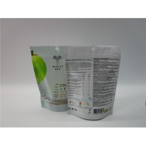 Stand Up Customized Canabis Bags With Clear Window / Gummy Zipper Sachet Tear