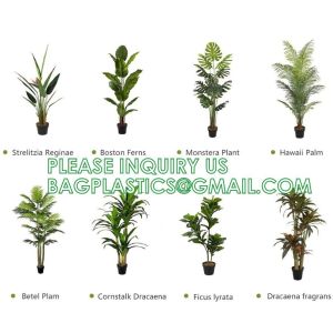 Artificial Bamboo Tree Set of 2, Fake Greenery Plants in Pots for Indoor Outdoor