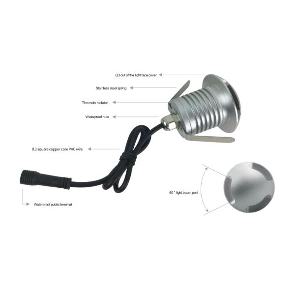 LED Buried Light 3W Cree Chip 12V-24V IP67 Aluminum Inground Light Deck Spotlight