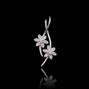 China Flower 925 CZ Pendant / Personalized Sterling Silver Iced Out Pendants on sale