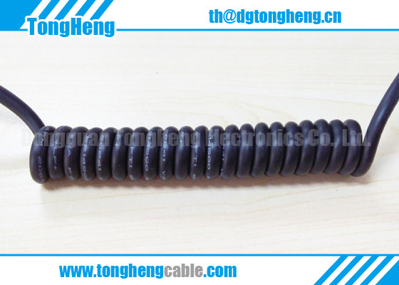 Buy Weather Resistant Half Matt Black Retractable Customized Coiled Cable at wholesale prices