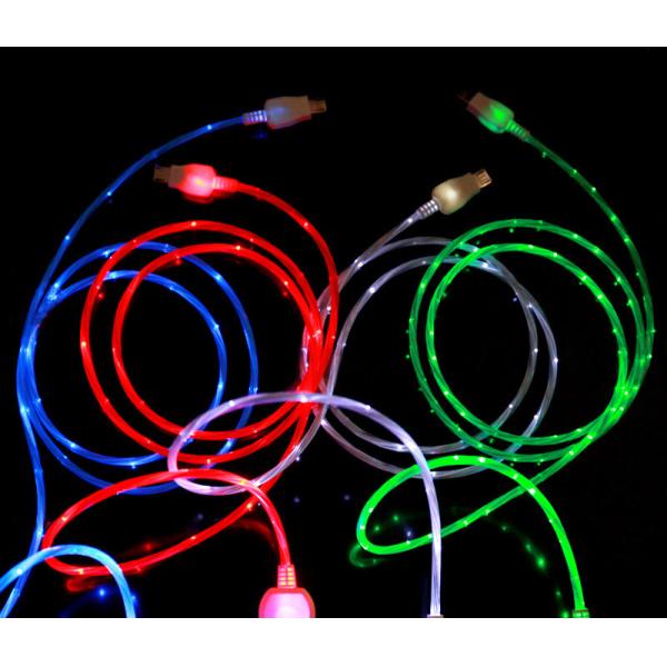 Type c iPhone lighting micro usb LED light shining bright night light USB cable
