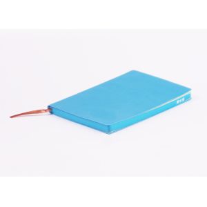 Pu Leather Light Blue Soft Cover Notebook With Color Edge And Belly Band