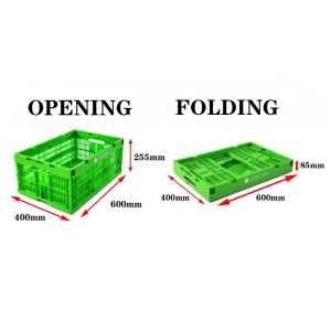 600×400×255 Mm Collapsible Plastic Crate For Fresh Produce – Foldable,