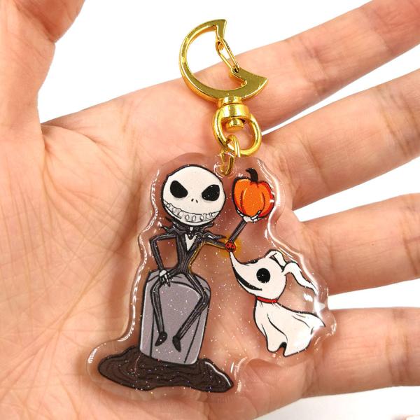 Customized Glitter Double sided Acrylic keychain Printing Epoxy Charm Keychain