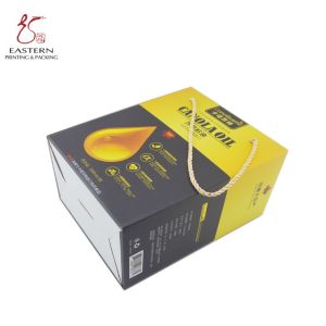 CMYK Printed Corrugated Cardboard Box With Handle Rope