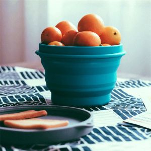 1000ml Food Storage Portable Collapsible Travel Foldable Silicone Bowl With Custom Logo