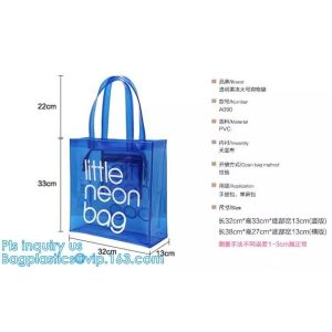 China handle colorfull bag pvc zipper bag, Custom PVC Loop Handle Image Printed Plastic Shopping Bag, PVC handle plastic bags on sale