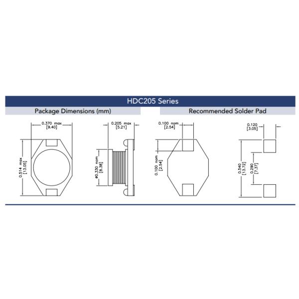 HDC205-1R0MTR/HDC205-1R5MTR SMD Drum Core Inductors For DC DC Converter