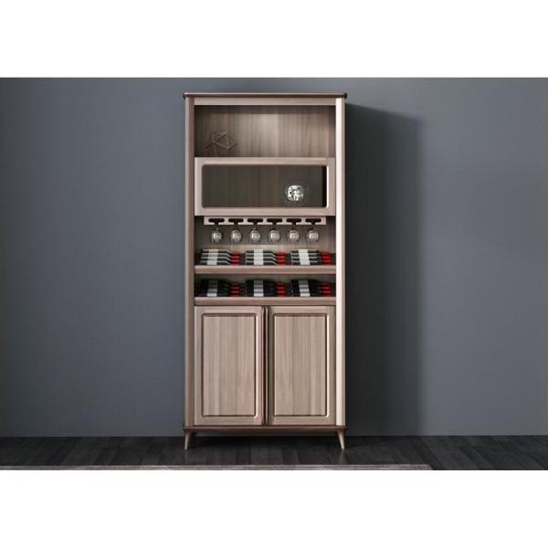 Custom Public aera Furniture Walnut wood Built in Wall Wine Display Cooler and Hall Concierge cabinet