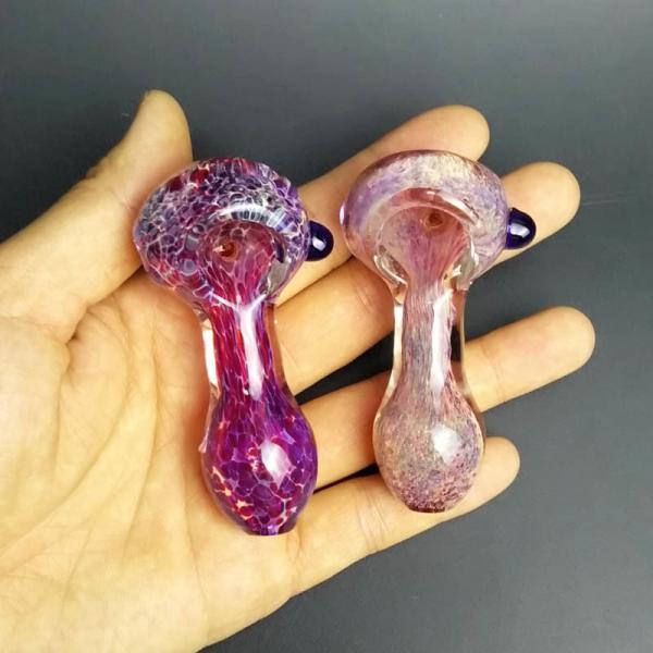 Beautiful Colored 3D Pink Purple Glass Hand Pipe 2.9 Inch For Weed Dry Herb