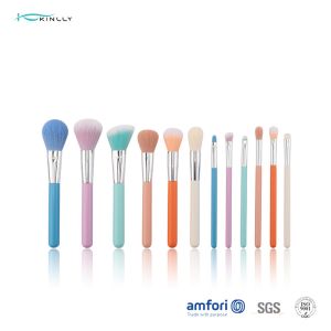 China 12pcs Travel Makeup Brushes Aluminium Ferrule ODM With Wooden Handle on sale