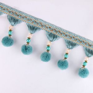 Machine producing OEM wholesale beautiful trimmings beaded pom pom fringes