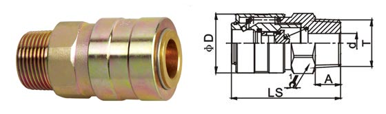 Steel Valve Locking Type Quick Release Pneumatic Connector LSQ-HX In Brass / Steel
