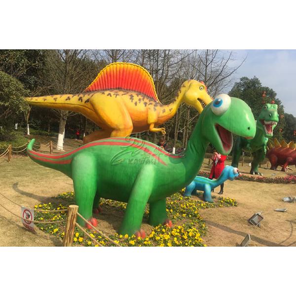 Amusement Park Fiberglass Dinosaur Mother And Daughter Normal Steel Frame Structure