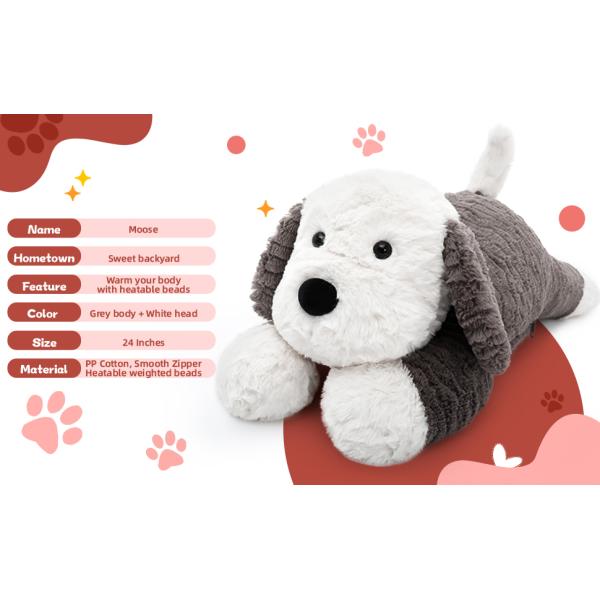 4Lbs Large Heated Unscented Microwavable Dog Throw Pillow 24inch Weighted Stuffed Dog Toy Factory OEM Custom Supplier