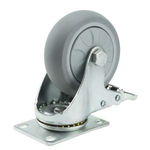 Flat Free Plate Ball Furniture Caster with Brake Installation Height 103mm/128mm