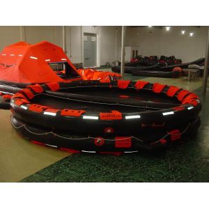Both Sides of a Canopied Reversible Inflatable Life Raft