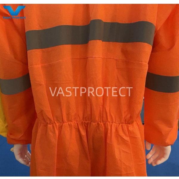 Type5&6 Industrial PPE Orange SMS Disposable Coveralls with Refelctive Tape