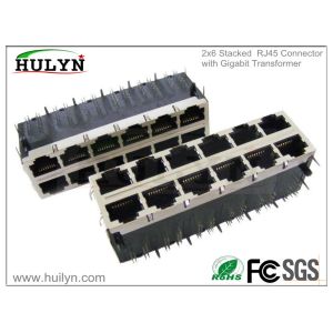 Quality 2X6 Gigabit Stacked RJ45 Jack With transformer No LEDs. for sale