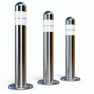 Stainless Steel Fixed Bollards with Reflective Tape for Security