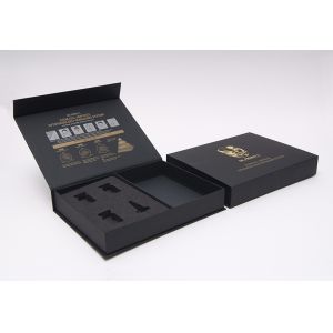 Book Style paper cardboard boxes Cosmetic Packaging Boxes Recyclable Black Color