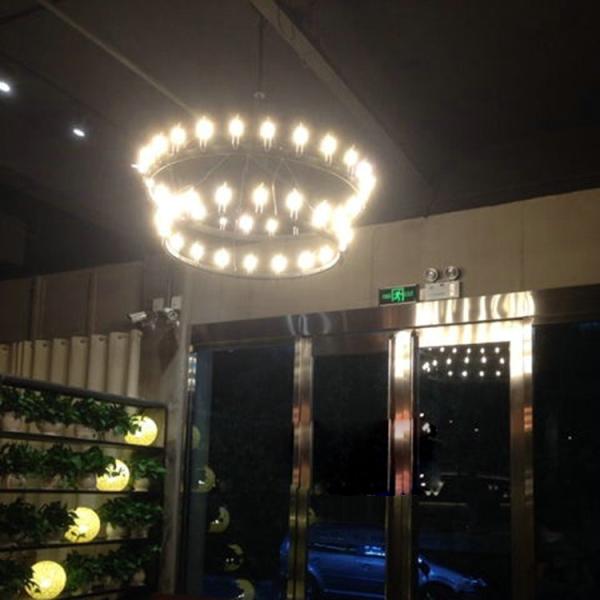 Wrought iron Chandelier art retro industrial Black LOFT restaurant bar clothing candle Chandelier(WH-CI-116)