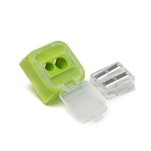 Portable Manual Square Pencil Sharpener Transparent Lid