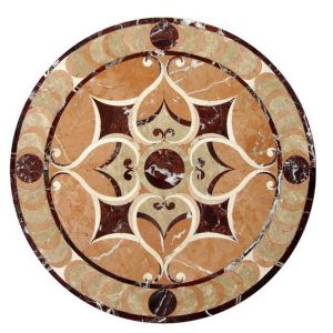 Parquet, natural stone parquet, engineered stone water jet medallion