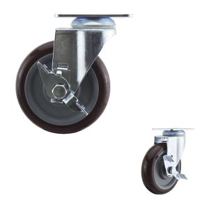 China Medium Duty 5  PU Swivel Casters With Side Brake Customize on sale