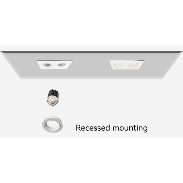 Dual-Head Square Recessed Spotlight 20° Tilt & Rotating Housing