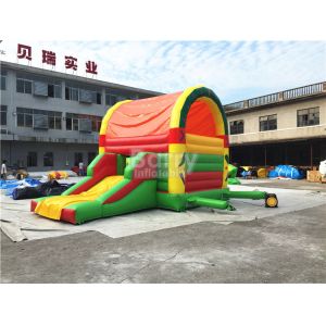 Clearance Inflatable Bouncer , Beautiful Jump House With Small Slide