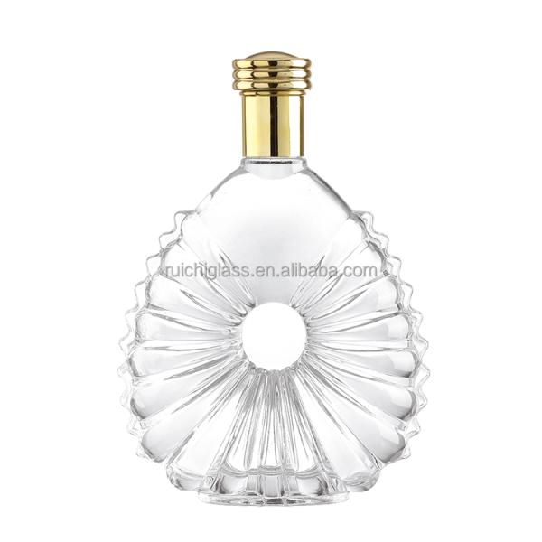 500ml OEM ODM Clear Transparent Super Flint Cognac Glass Bottle with Hot Stamping Design