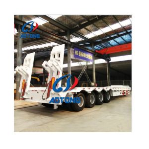 Max Payload 120 Tons Tri-axles Heavy Duty Lowbed Semi Trailer with Ramp and Side