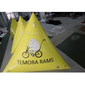 1.2m Yellow Tarpaulin Inflatable Triangle Buoy With Custom Logo